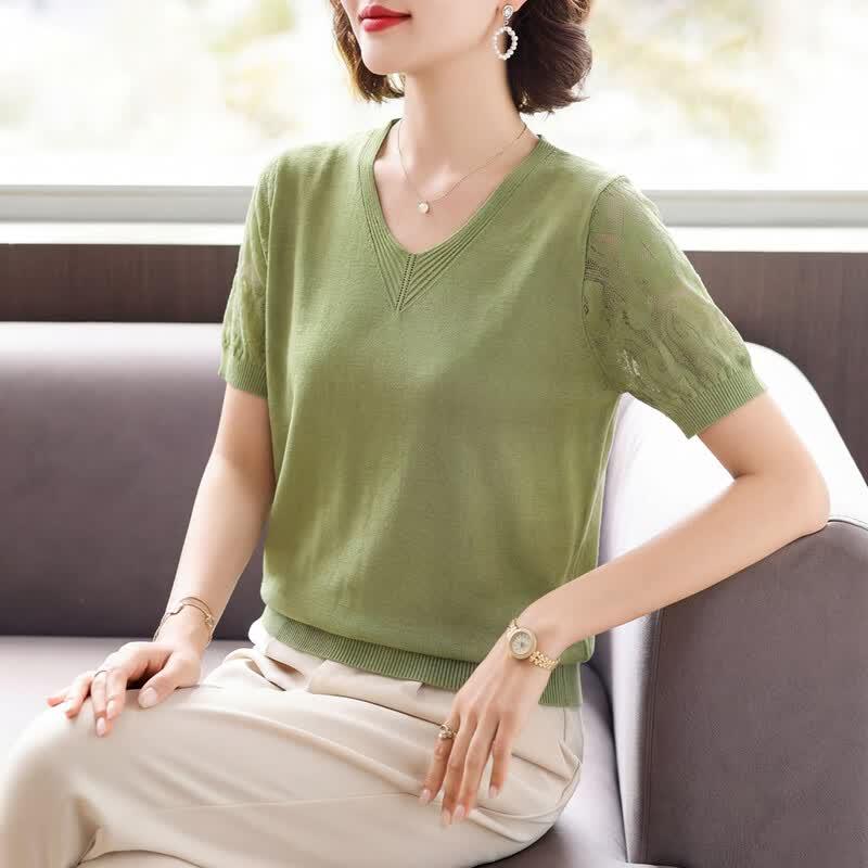 Baolianduo Women s Summer Lyocell V-Neck T-Shirt 3XL