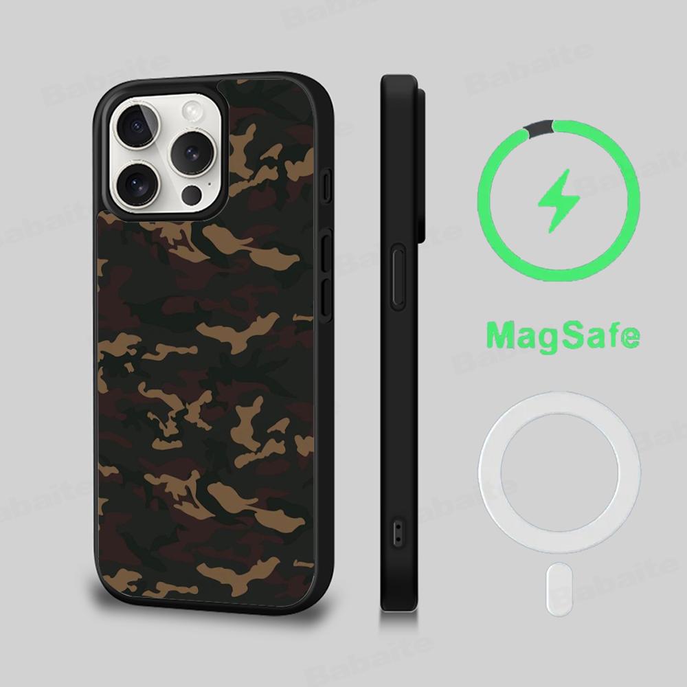 Camouflage Camo Military Army Phone Case Magnetic Case For IPhone 16 14 13 12 11 15 Pro Max Plus For Magsafe Wireless Charge
