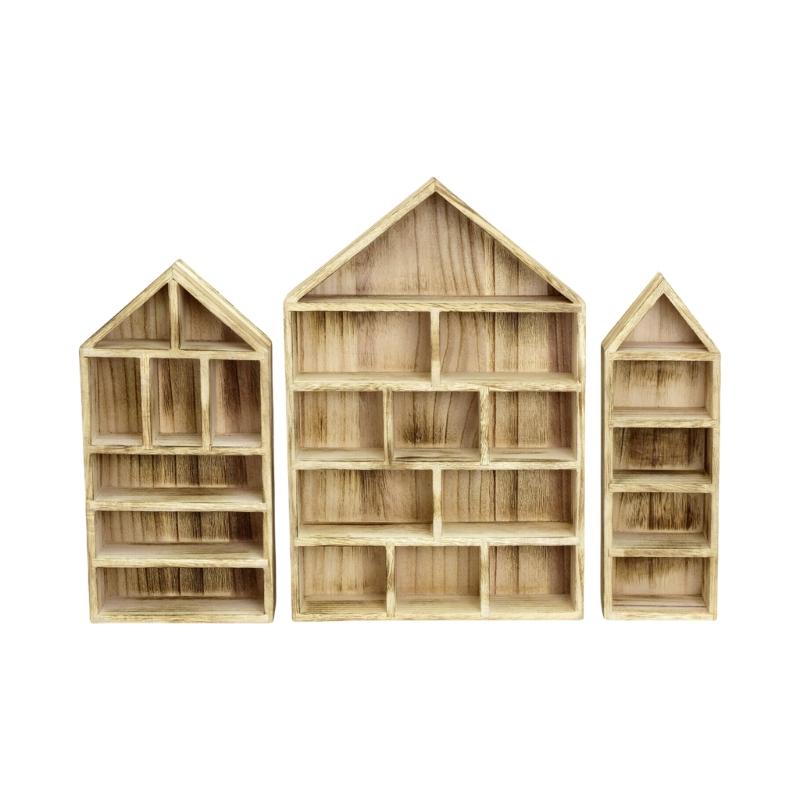 3Pcs Wooden Boxes Shelves Wall Storage Rack for Miniatures Medals Crafts