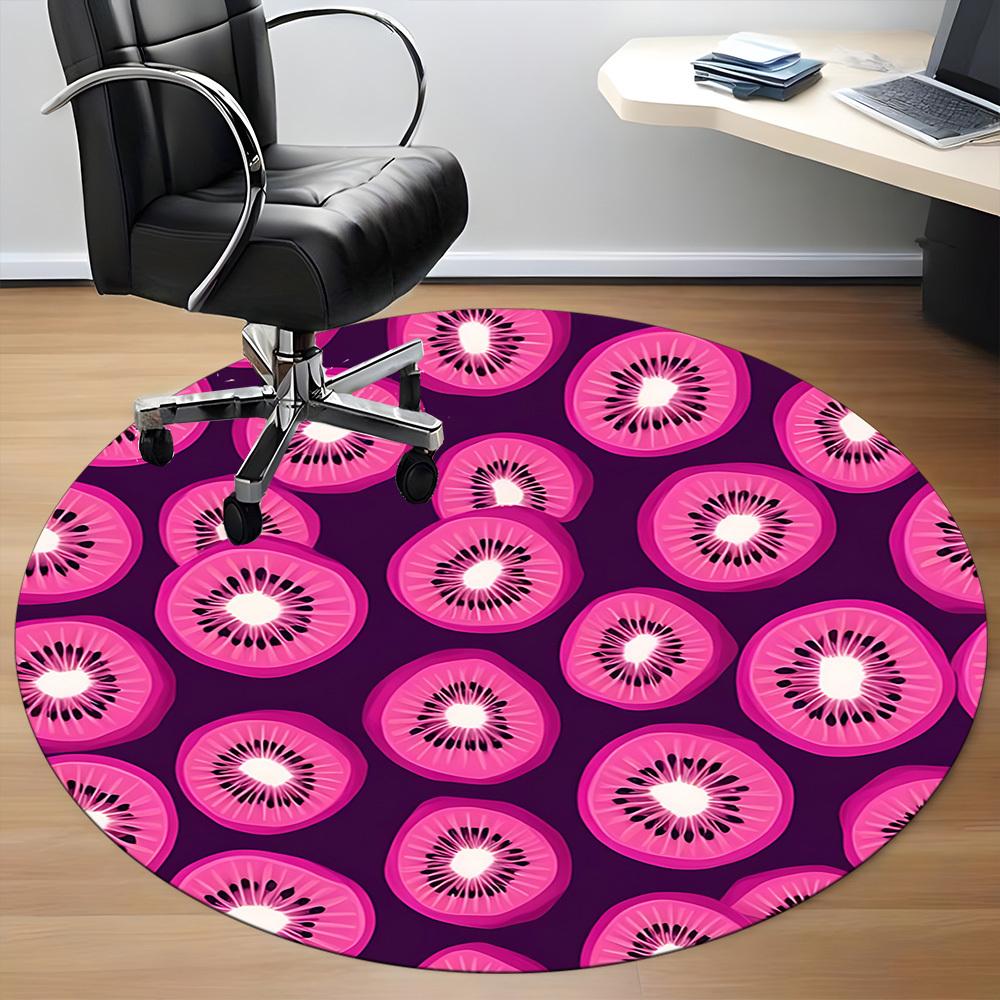 1pc Kiwi Pattern Office Round Area Rug, Under Office Chairs Bedroom Living Room Home Decor, Room Deco, Available in Various Sizes