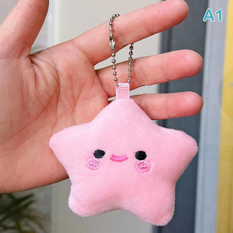 Plush Star Keychains Cute Smiling Star Keyrings Girls Sweet Car Keychains Star Doll Keychains Car Keys