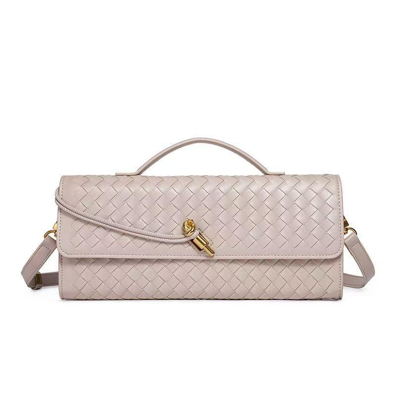 

Niche 2 new high-end woven dinner baguette bag fashionable and exquisite horizontal handbag single shoulder messenger bag пісочний