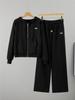 Women's Casual Knit Set: Hooded Zipper Jacket & Long Pants - Autumn/Winter Fashion