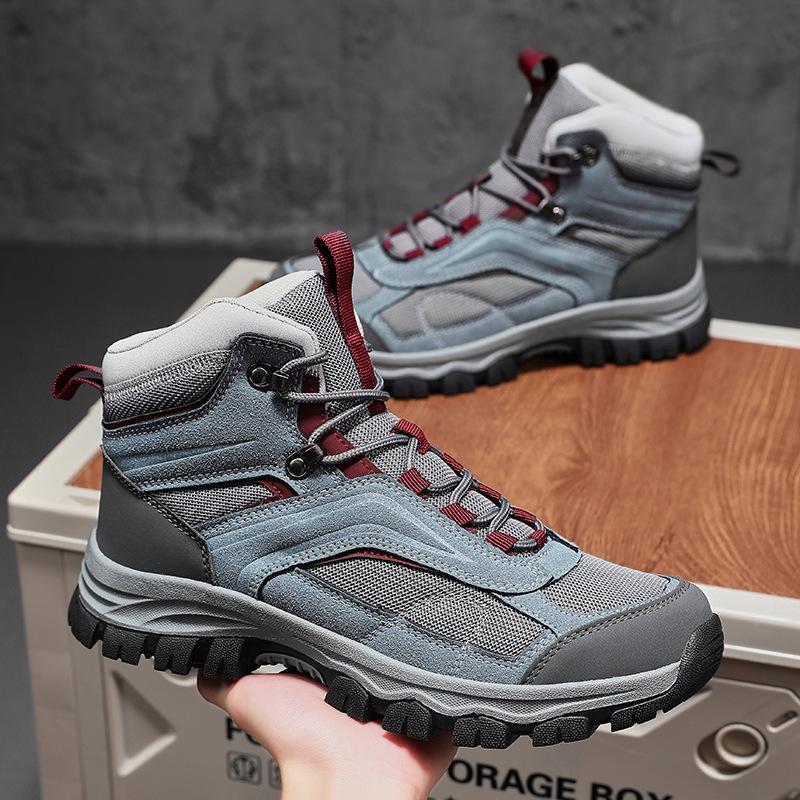 2025 Men's Versatile High-Top Hiking Shoes for Autumn/Winter - Wear-Resistant for Outdoor Hiking, Travel, Climbing, and Casual Sports