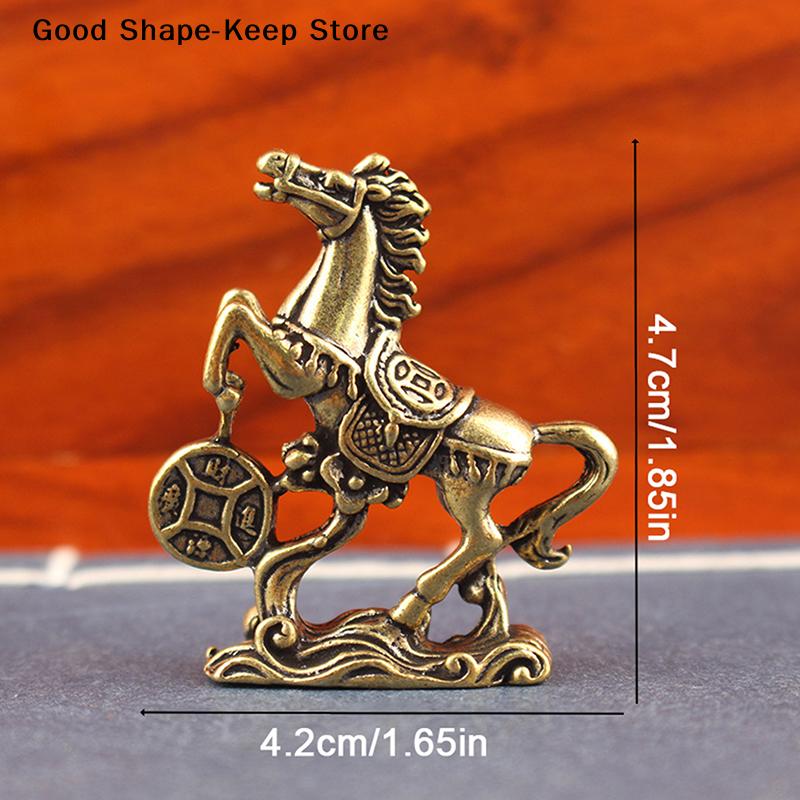 Creative Metal Craft Home Decorations Vintage Brass Horse Statue Desktop Ornament Decoration Zodiac Horse Statue Stereoscopic
