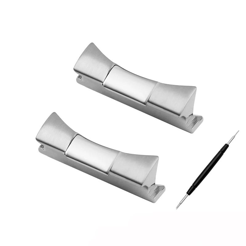 

Solid Curved End Link Steel 20mm 21mm Just For Ro-lex Watch Rubber Leather Band Strap Seamless Connection 20mm срібний