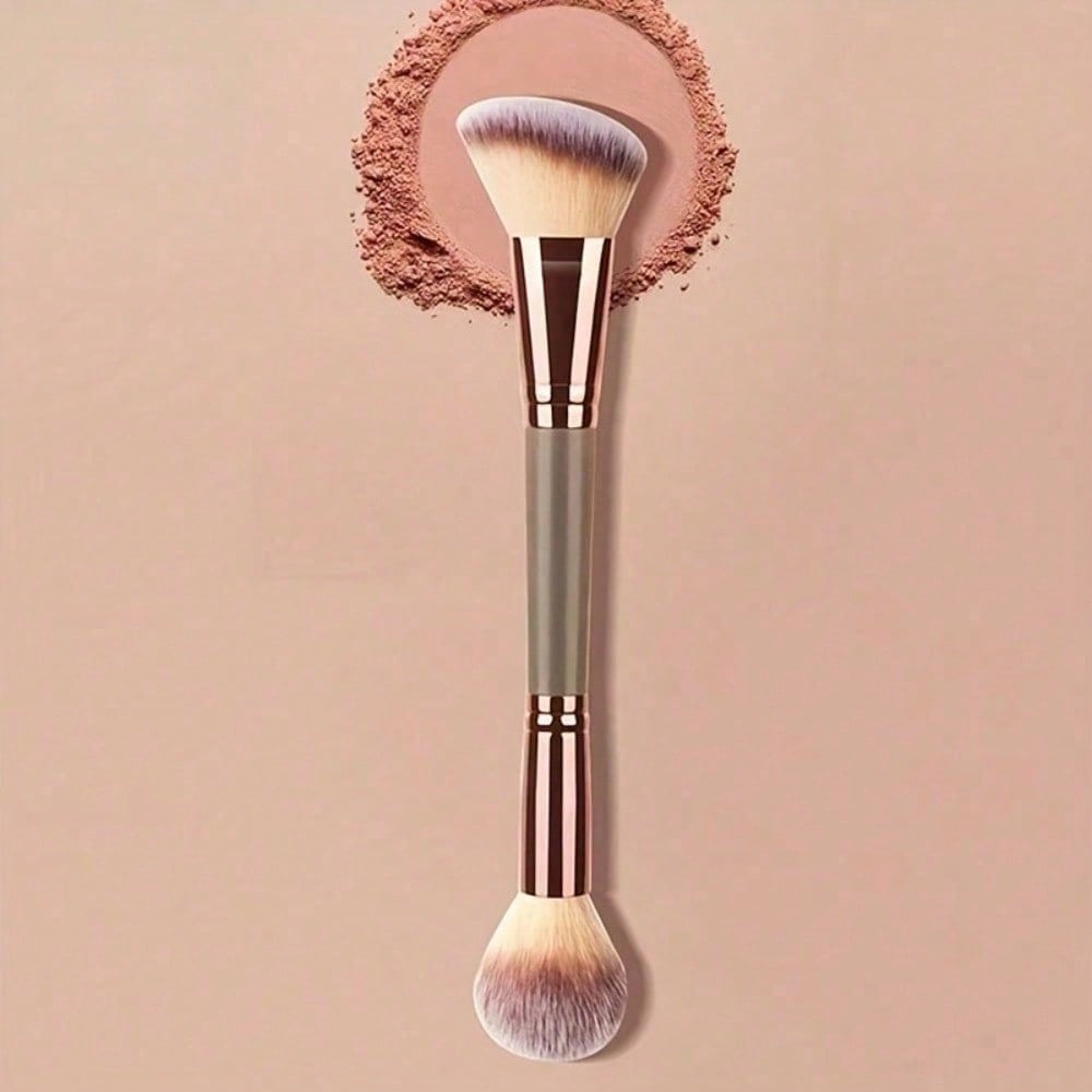 

1pcs Double Head Copper Tube Makeup Brush, High Gloss Brush, Foundation Make-Up Brush, Concealer Brush, Face Repair And Multi-Functional Beauty Tool