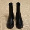 Women's Thick Sole Ankle Boots Thick Heel Round Head Side Zip Platform Shoes Square Heel Winter Outdoor Leisure Motorcycle Boots