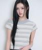 ILLIGO One-Shoulder Studded Stripe Top Grey Ivory