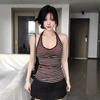 Korean Spice Girl Style Striped Neck Sling Vest Women's Summer New Slim and Skinny Unique Chic Halter Top