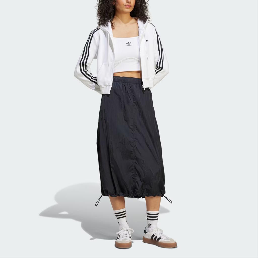 Adidas Originals Ss25 Woven Mid Skirt Fashion Comfortable Soft Skin-Friendly Casual Long Skirt Women Skirts Black JD2581