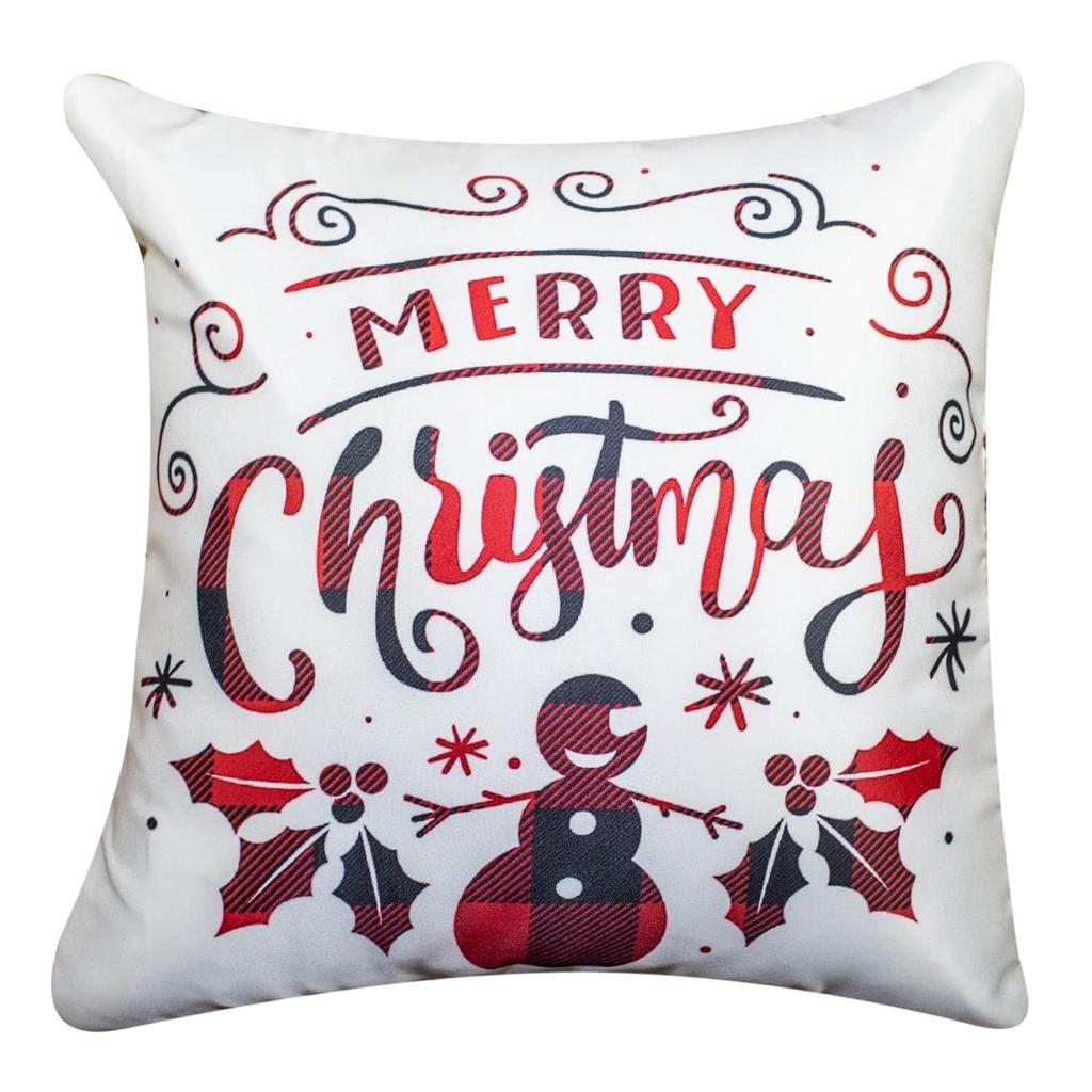Decorative Merry Christmas 12 Inch X 12 Inch Cushion Covers Set of 5, Satin Cushion Cover for Sofa, Christmas Home Decor