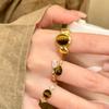 Vintage Tiger Eye Stone Rings for Women Girls Waterdrop Zircon Exquisite Aesthetic Open Ring Fashion Elegent Jewelry Party