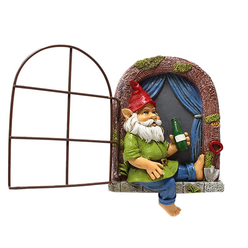 Gnome Tree Hugger, Drinking Dwarf Window Decoration, Creative Resin Outdoor Tree Decoration For Garden Landscape, Hanging Crafts