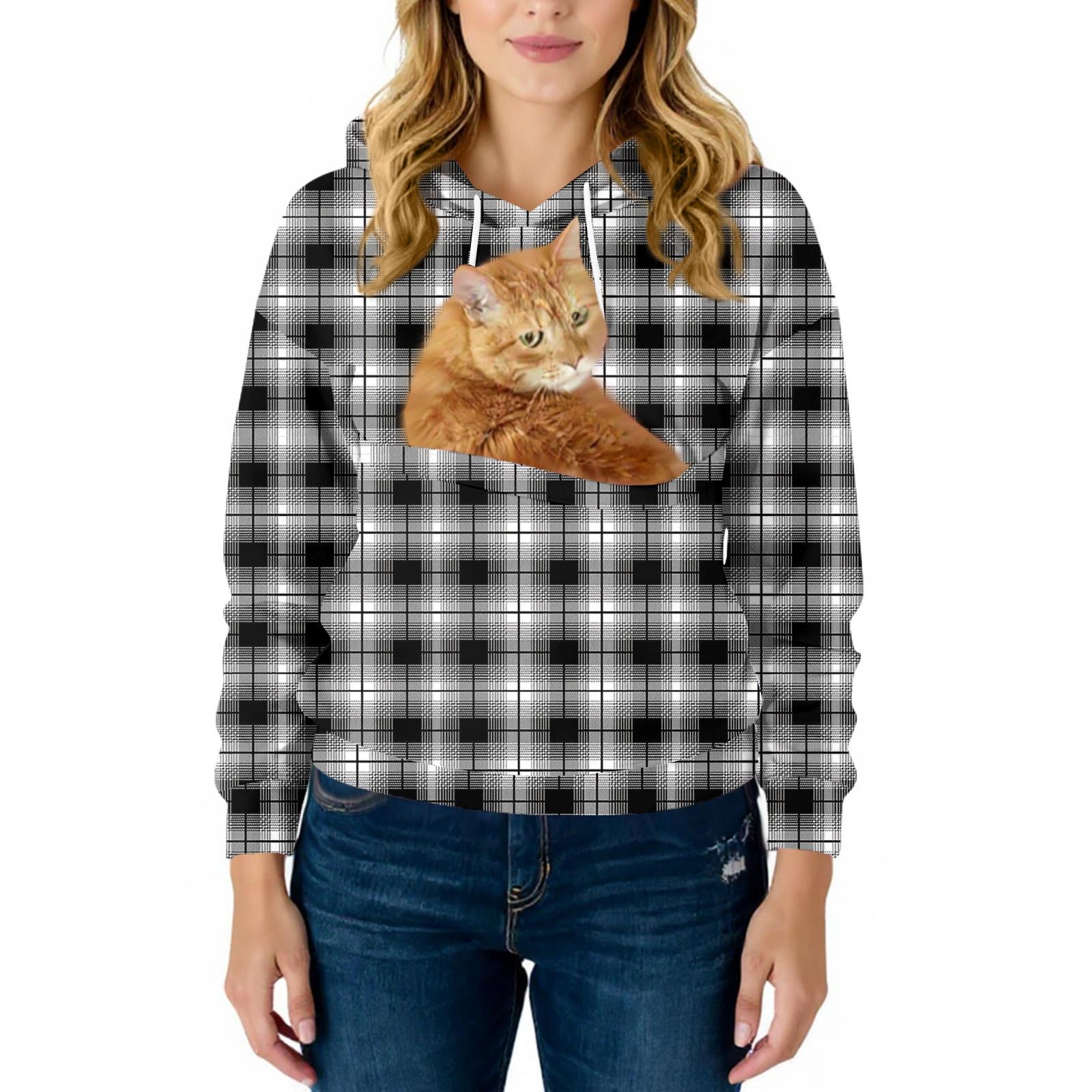 

Женский модный повседневный свитшот с длинными рукавами, карманом, капюшоном и принтом L