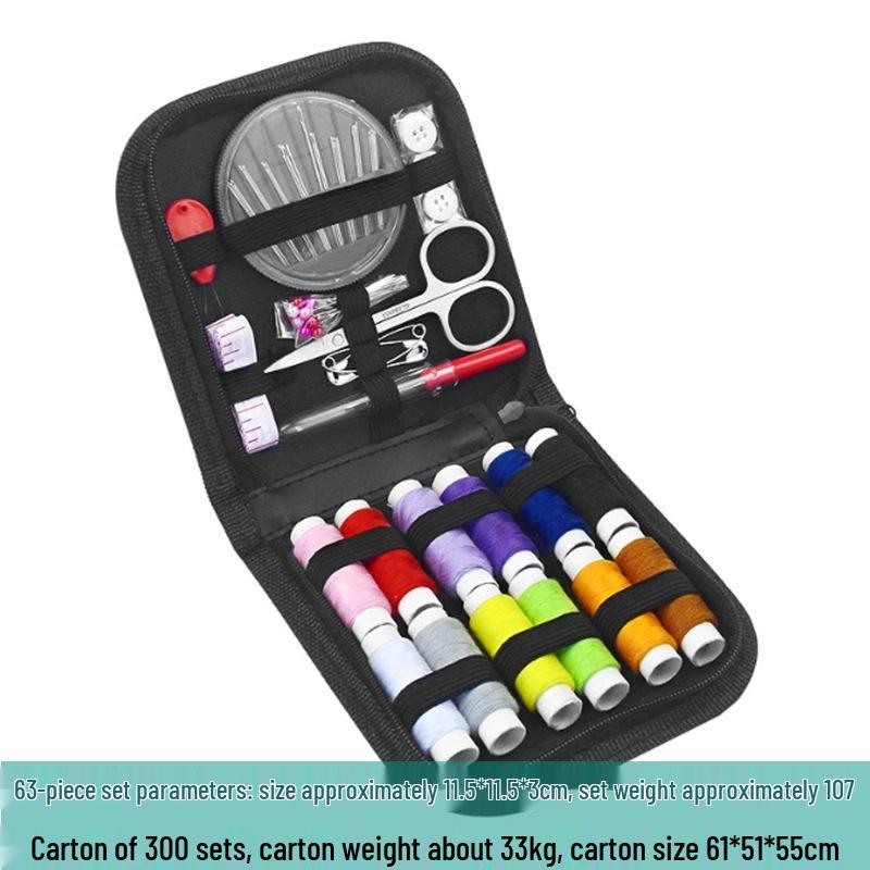 Portable 27-Piece Sewing Kit with Needle and Thread Box