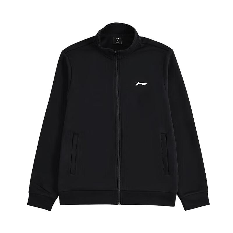 Li-Ning Solid Color Stand Collar Zipper Hoodie Elastic Waist Straight Leg Breathable Long Pants Casual Sports Suit Men Suit Black AWDTD93-549