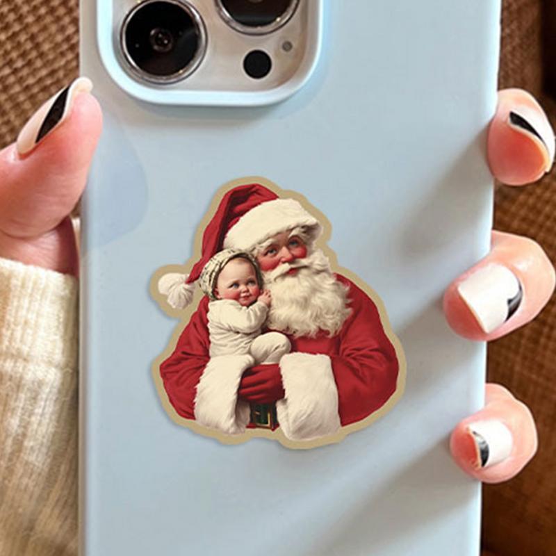 50pcs Vintage Christmas Sticker Rolls Rub-On Transfer Sticker Vintage Waterproof Stickers Decals For Furniture Window Glass Cups