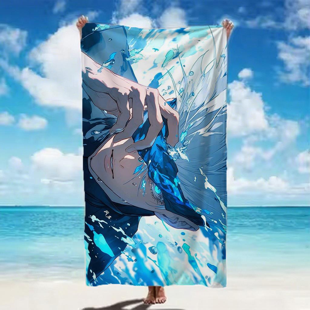 Jujutsu Kaisen Main Characters Split Anime Beach Towel Quick Dry Water Absorbent Bath Towel For Men Women Children Anime Fans