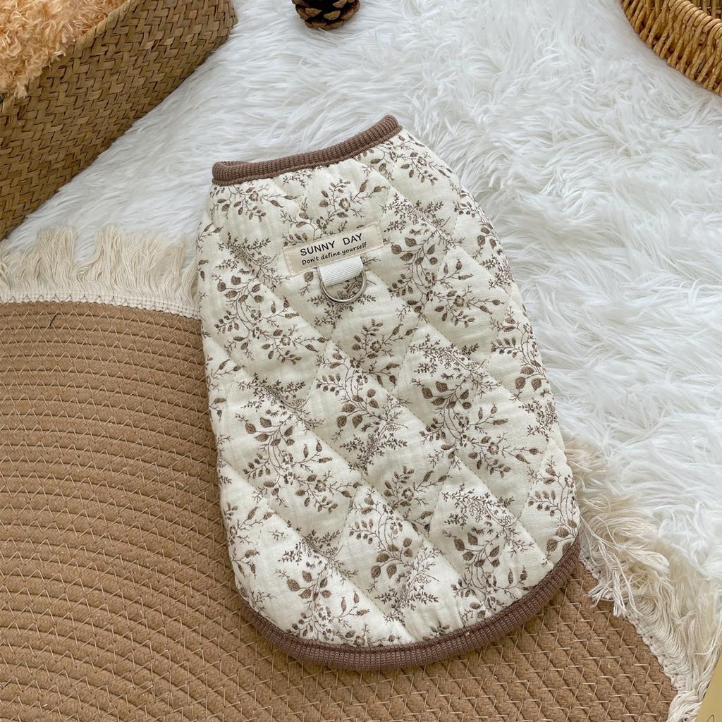 Flying sleeve gauze pet clothes cotton loungewear small dog puppy dog autumn and winter clothing warm kitten cat clothes