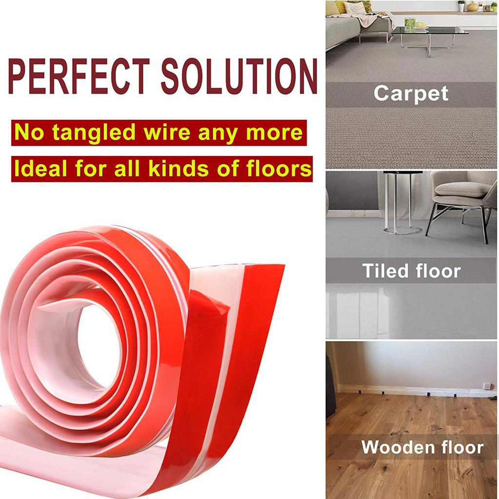 3 Meters Rubber Bond Floor Cord Cover Strong Self-Adhesive Electric Wire Organiser Hider Cable Protector for Home Office