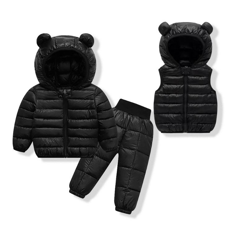 Autumn and Winter Kids Pants Children's Down Jackets for Boys and Girls New Cotton-padded Suit Kids Cotton-padded Coat Coat Top 3 Sets