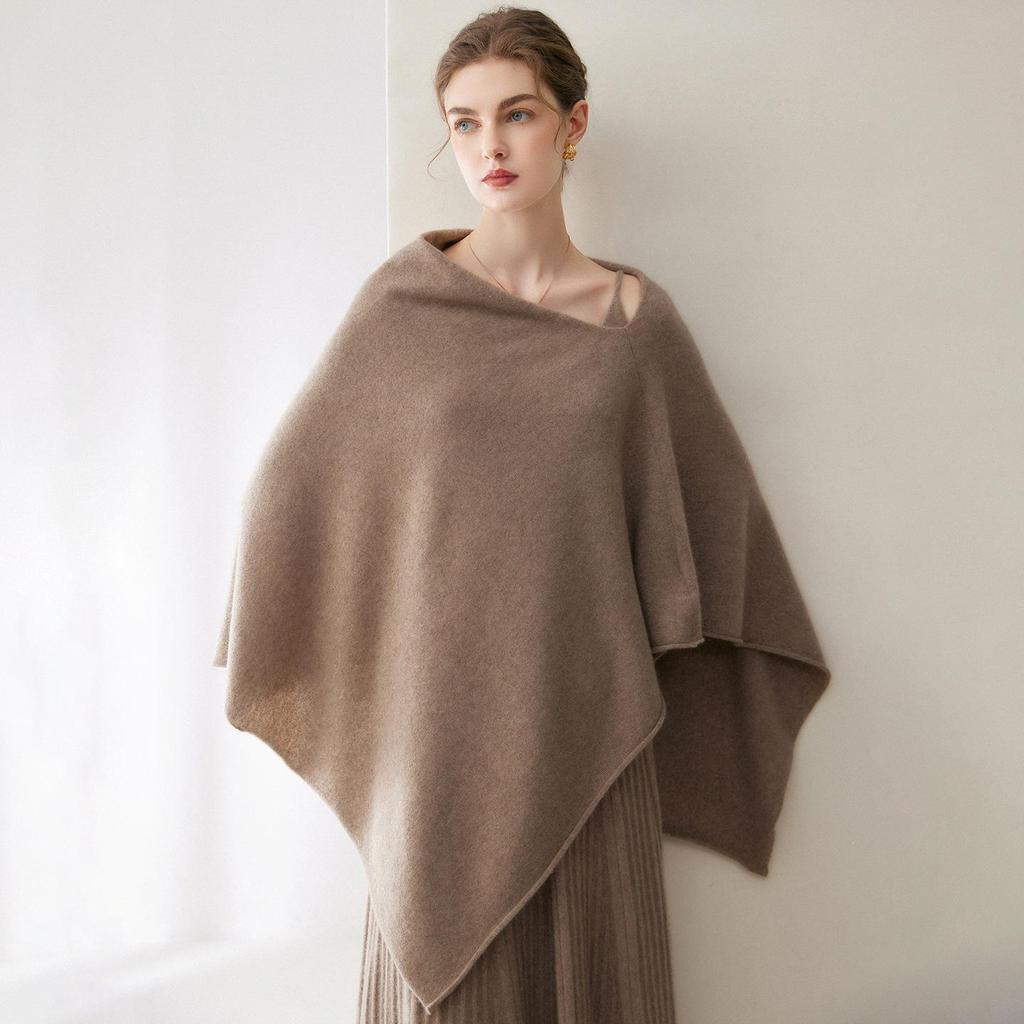 Kangsai Women's Cashmere Shawl: One-Shoulder Irregular Knit Cape Cardigan for Spring & Autumn