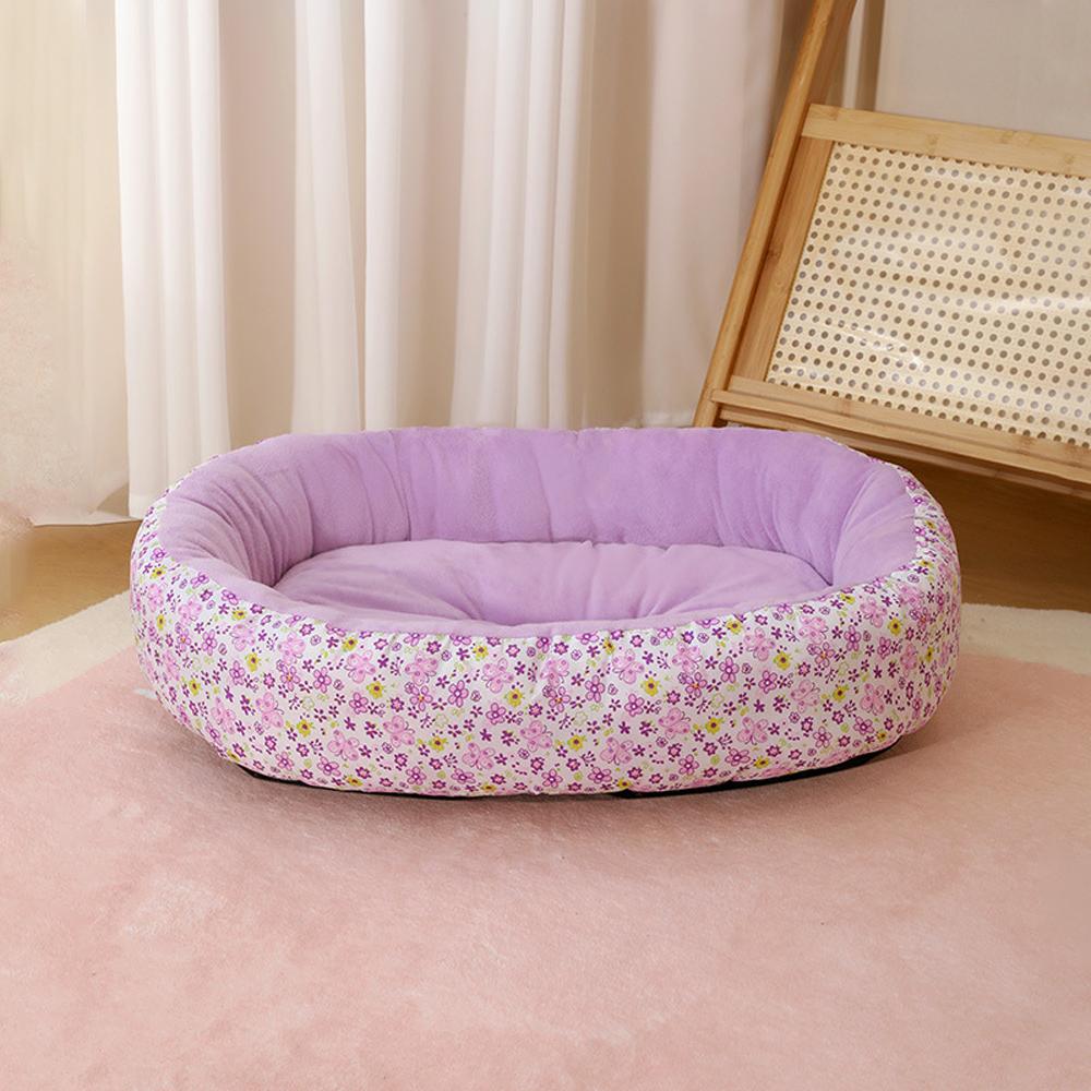 Autumn Elastic Small Dog Bed House Soft Floral Print Soft Cat Bed for Puppy Sleeping Sofa Bed Cute Cat Bed Nest Accessorie