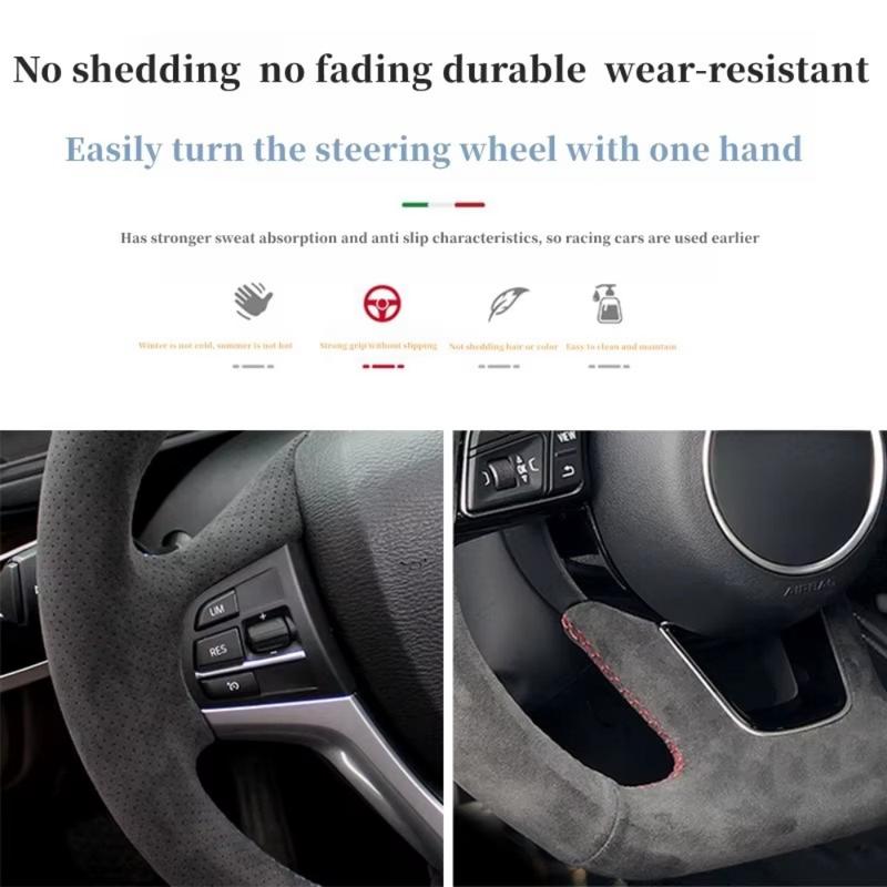 Car Steering Wheel Cover For BMW F87 M2 F80 M3 F82 M4 M5 F12 F13 M6 F85 X5 M F86 F33 X6 M F30 M Sport Suede DIY Steering Wrap