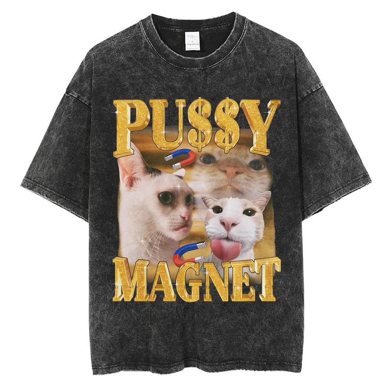 

Wash More Spaghetti Less Upsetti Funny Cat Meme TShirt Men Women Cat Eating Noodles Popular T Shirts Loose Cotton Trend T Shirt S