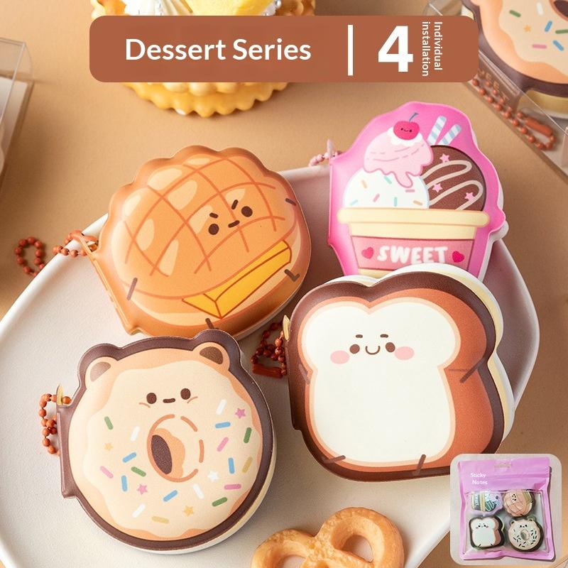 1/4 Stück Schulbedarf Weiche Silikonhülle Notizblock Papier Haftnotizen Planer Aufkleber Dessert-Spiel-Serie Notizbuch Anhänger