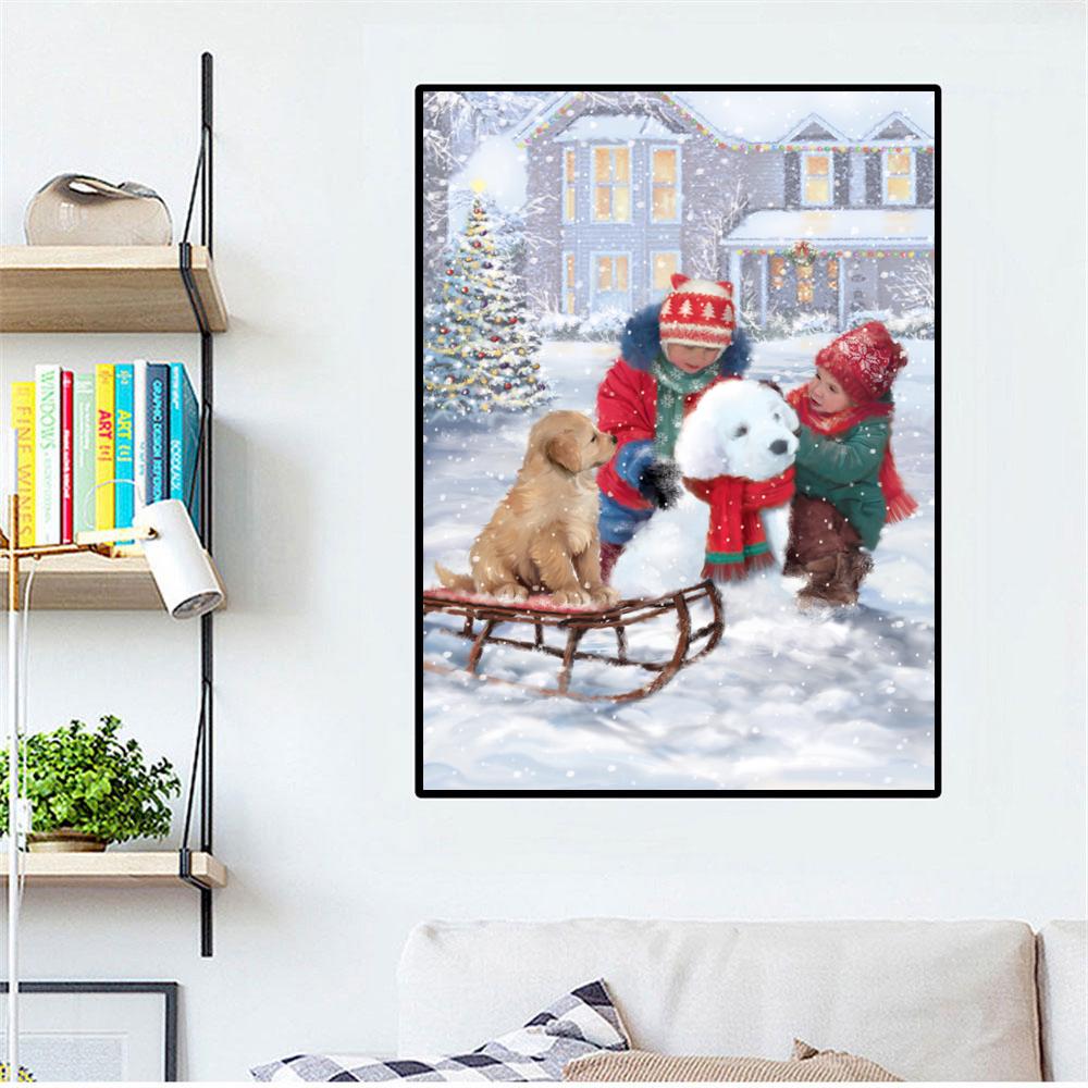 All Diamond 5D DIY Diamond Painting "children and Dogs" Diamond Embroidery Gift Cross Embroidery Mosaic Life