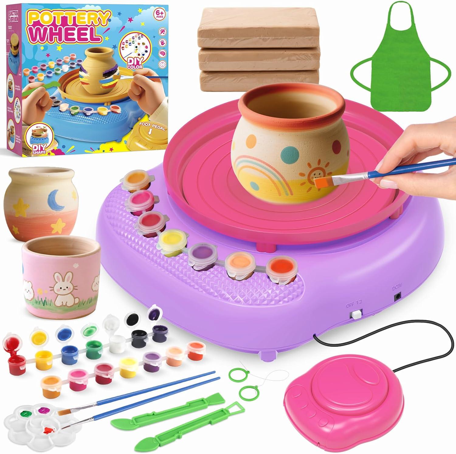 

Pottery Wheel for Kids,Complete Pottery Kit and Tools for Beginners,Arts and Crafts Toys for Kids Ages 8-12,Art Supplies Birthda