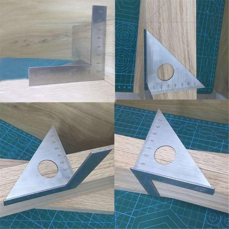 Stainless Steel Miters Triangles Ruler 45°/90° Woodworking Square Protractors 3D Multi Angles Layouts Measuring Tool