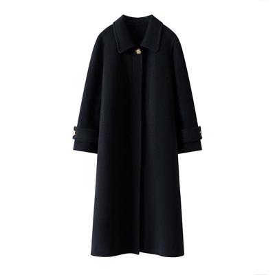 Women's Mid-Length Double-Sided Cashmere Coat: 100% Wool, Loose, Thickened for Autumn and Winter.