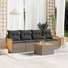 Vidaxl 5-Cz. Garden Lounge Set, Cushions, Grey PE Rattan
