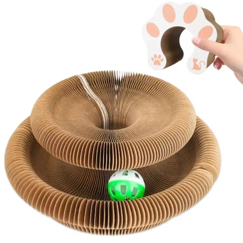 

Magic Organ Cat Scratching Board Interactive Cat Toy with Bell Ball Foldable Corrugated Cat Scratcher коричневый