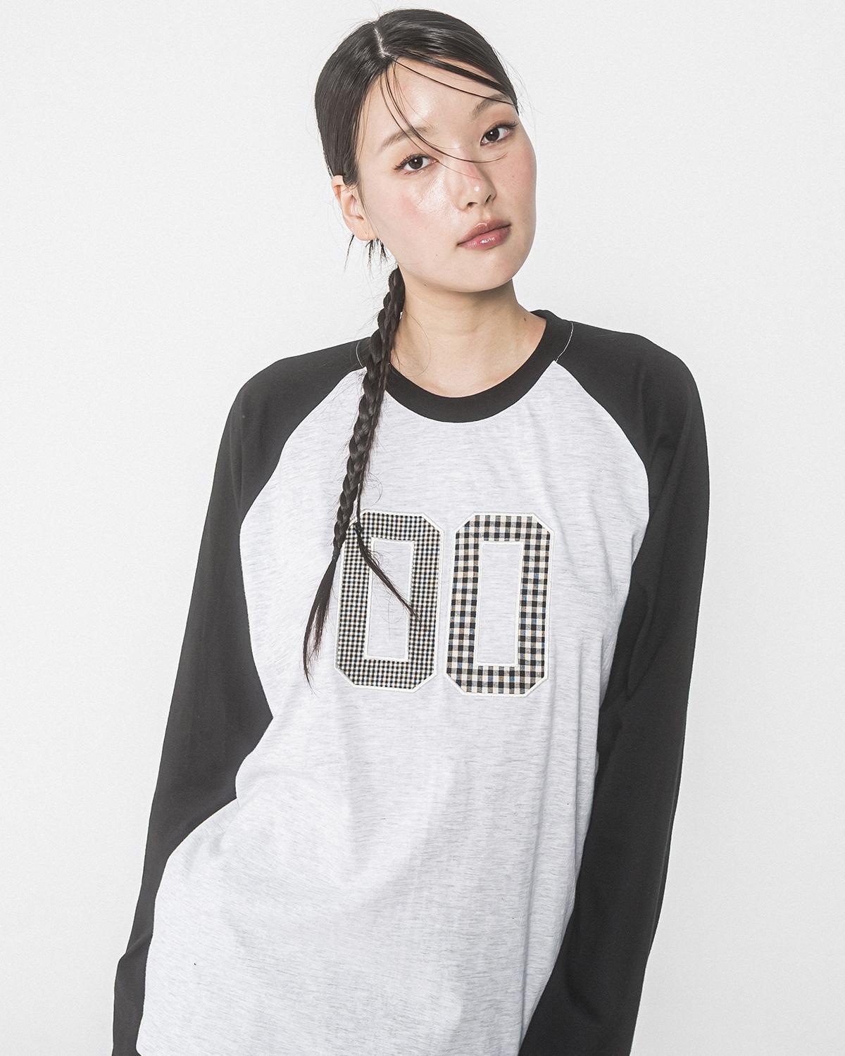 Havism 00 Check Patch Raglan L/S Tee(Melange White) Melange White/One Size