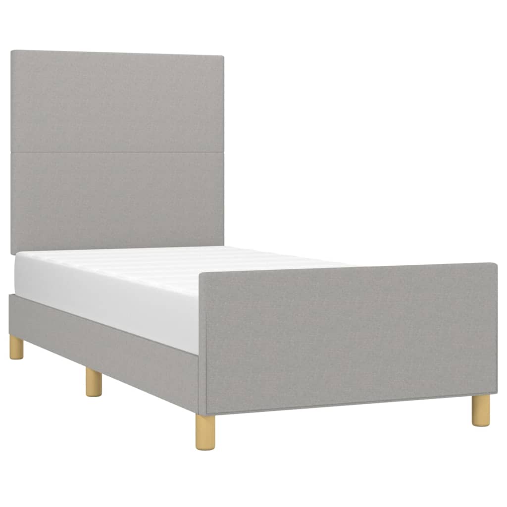 Vidaxl Bed Frame Without Mattress, Light Gray, 80X200 Cm, Upholstered In Fabric