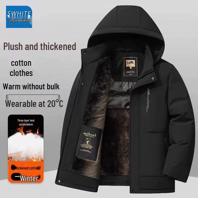 Men's Winter Fleece-Lined Thickened Casual Padded Jacket