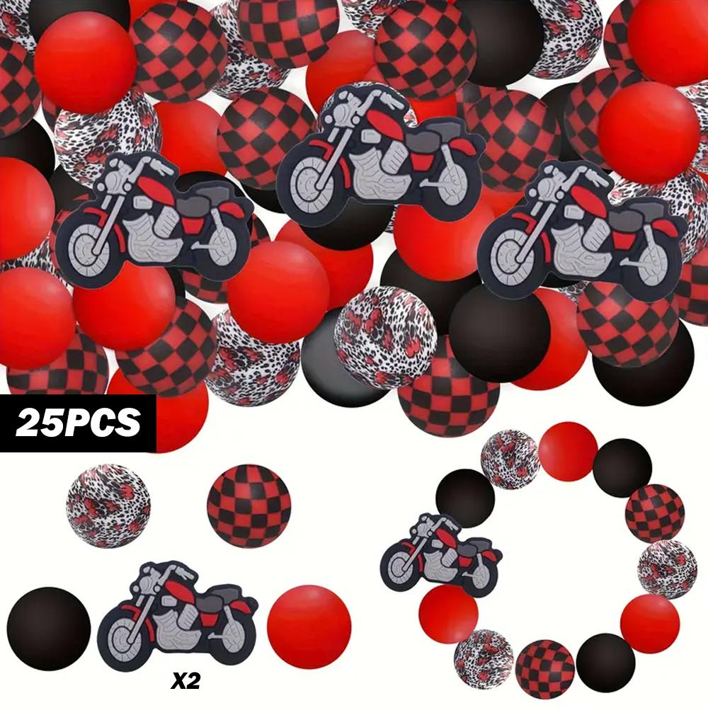 

16/25PCS silicone bead set for motorcycle series, perfect for DIY handmade crafts such as keychains, necklaces, bracelets, etc