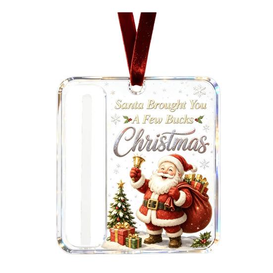 Personalized Cash Gift Display Christmas Holder Ornament, Custom Acrylic Money Clip for Holiday Decorative Tree Decorations, Unique Hanging
