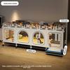 Small Dog Crate with Separate Toilet Area Puppy House for Teddy Bichon Pet Bedroom Kennel Cozy Puppy Home with Removable Tray