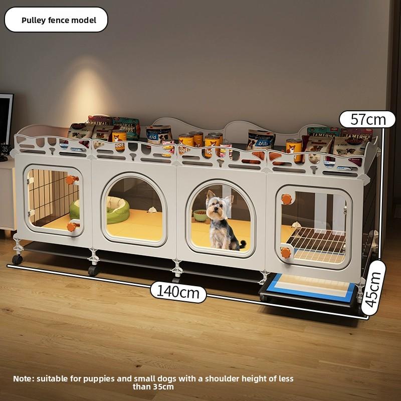Small Dog Crate with Separate Toilet Area Puppy House for Teddy Bichon Pet Bedroom Kennel Cozy Puppy Home with Removable Tray