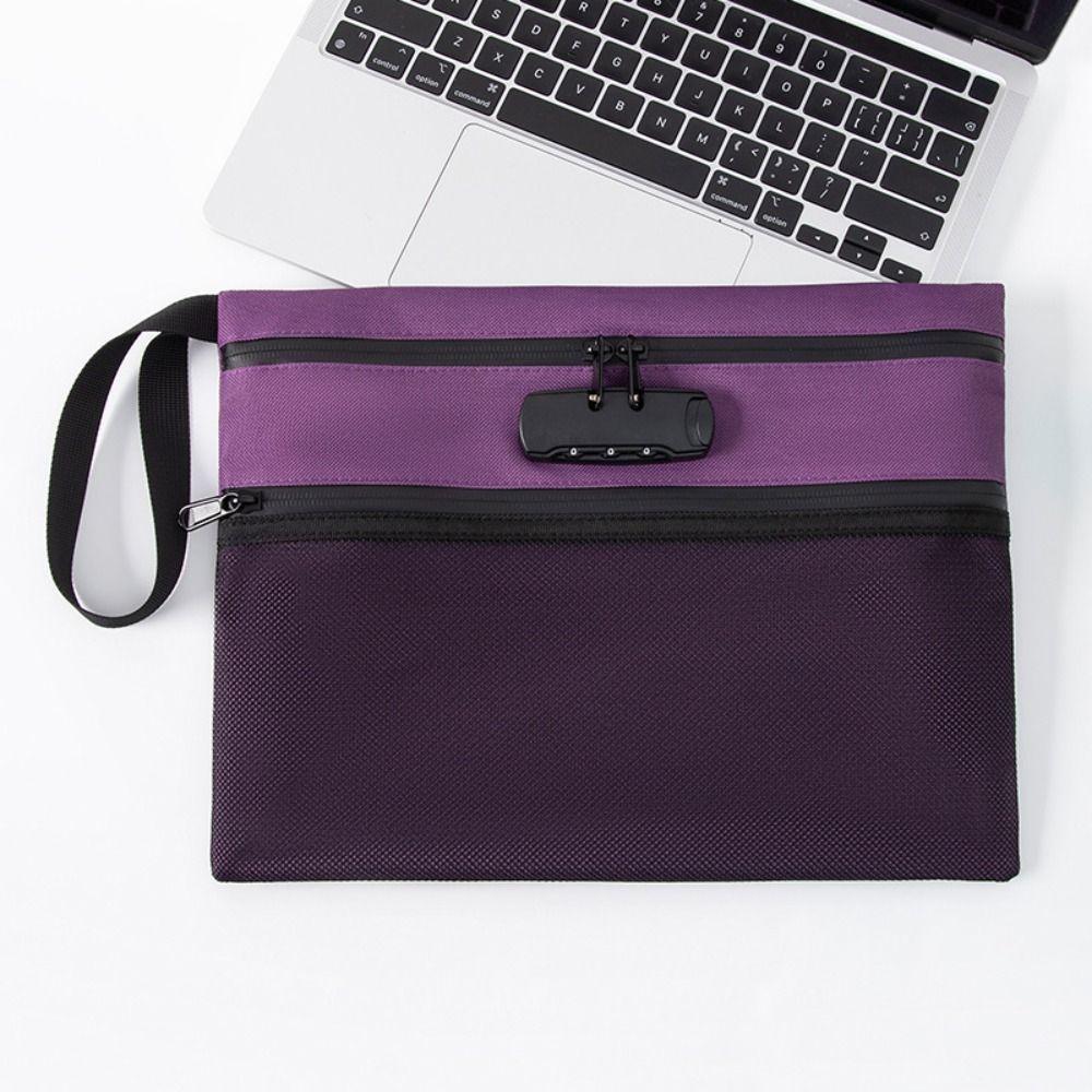 Password Lock Security Document Bag Large Capacity Portable File Folders  Cards Storage