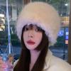Furry Fisherman Cap Faux Fur Sun Cap Outdoor Plush Bucket Hat  Women