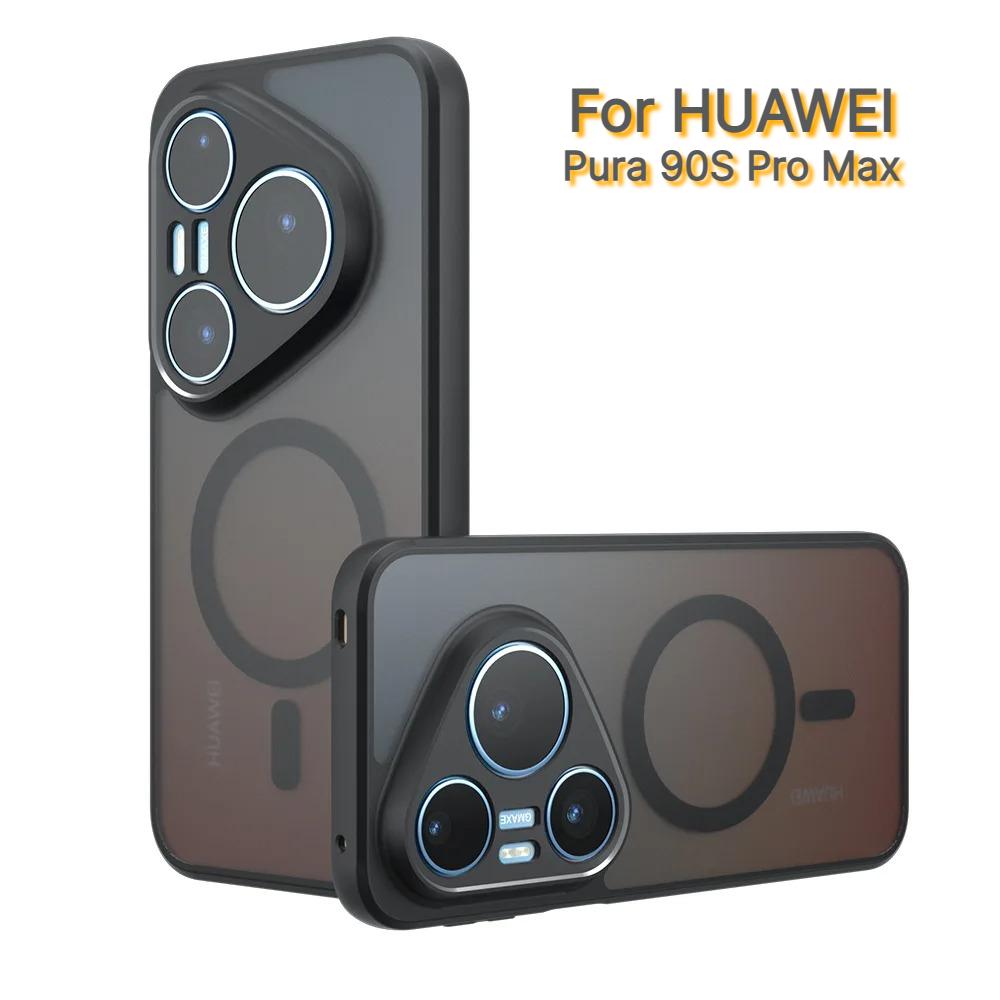 Drop Protection Wireless Charging For MagSafe Case For Huawei Pura 90 Pro Max Clear Matte Back Cover For Huawei 90S Pro Max