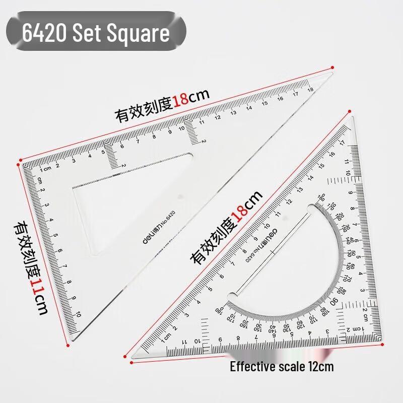 Deli 6420 Multifunctional Triangle Ruler Set
