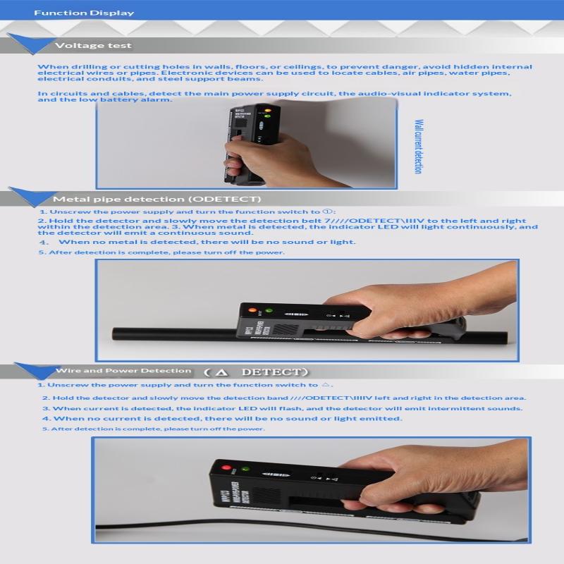 Wpp123 Detector de Metal de Pared de Alta Sensibilidad Escáner Portátil de Sensibilidad Ajustable Para Cableado de CA Tuberías y Detección de Metal