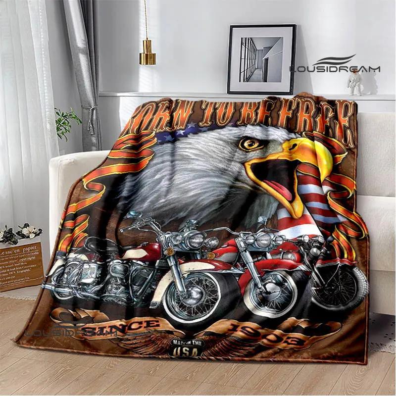 Motorcycle Retro Printing Blanket Flange Warm Soft and Comfortable Picnic Blanket Bed Linings Birthday Gift